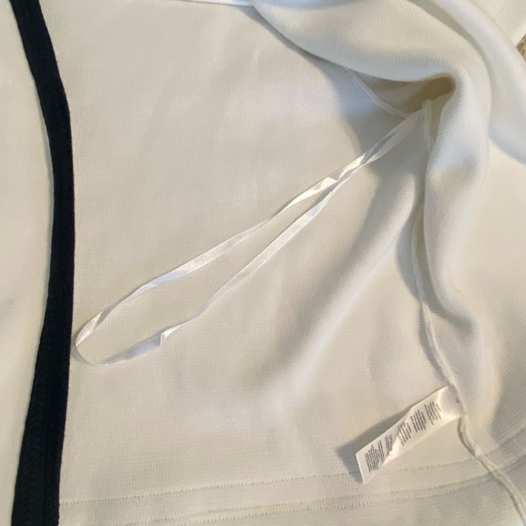 Chico’s Cardigan White Black Fringe 100% Cotton Medium - Picture 7 of 12